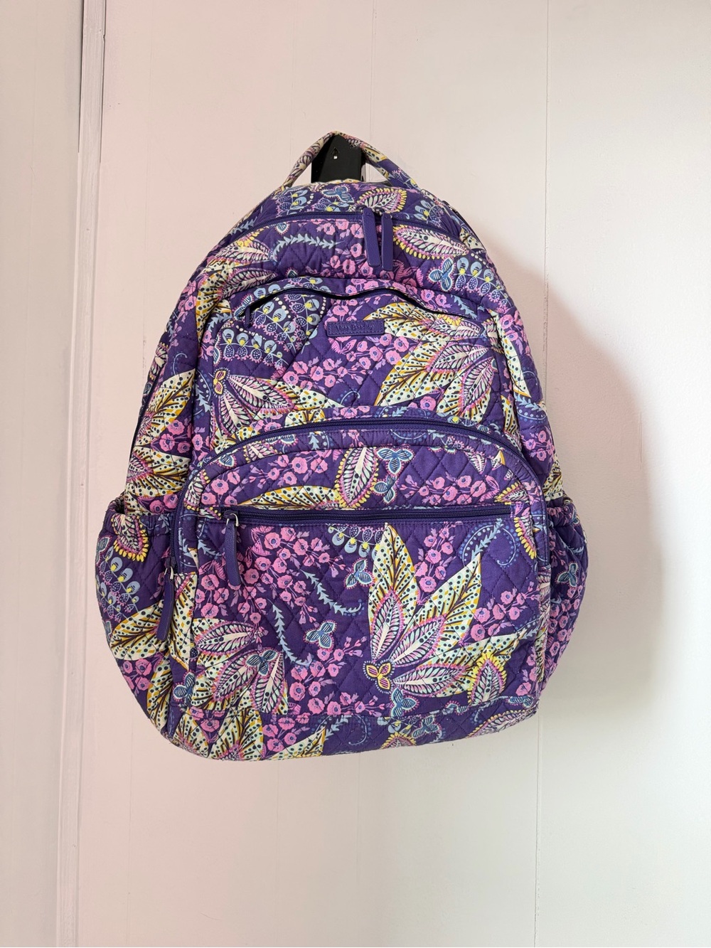Quilted Purple Floral Backpack - Women Bags